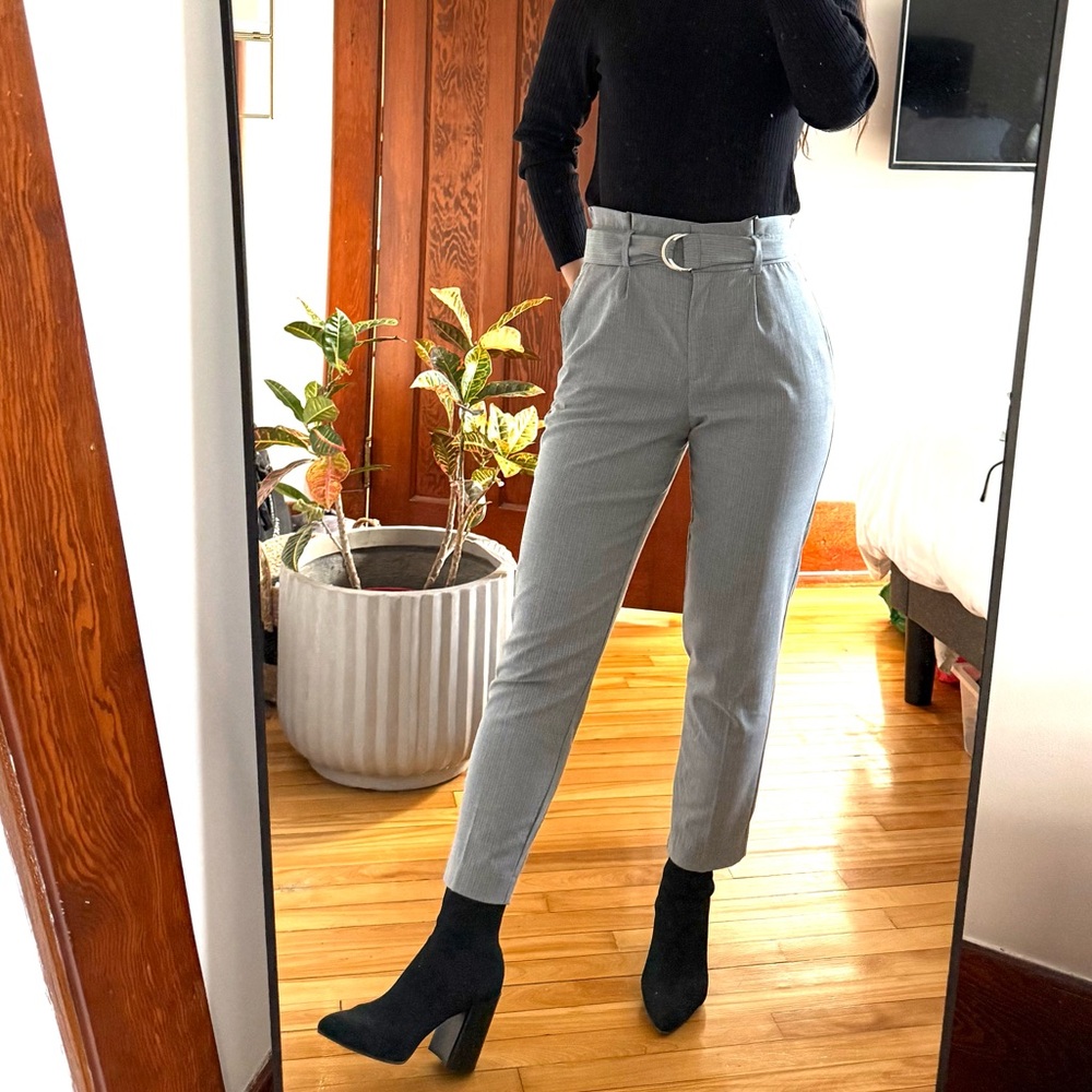 Dynamite High-Waisted Striped Trousers – XS - with belt professional for work